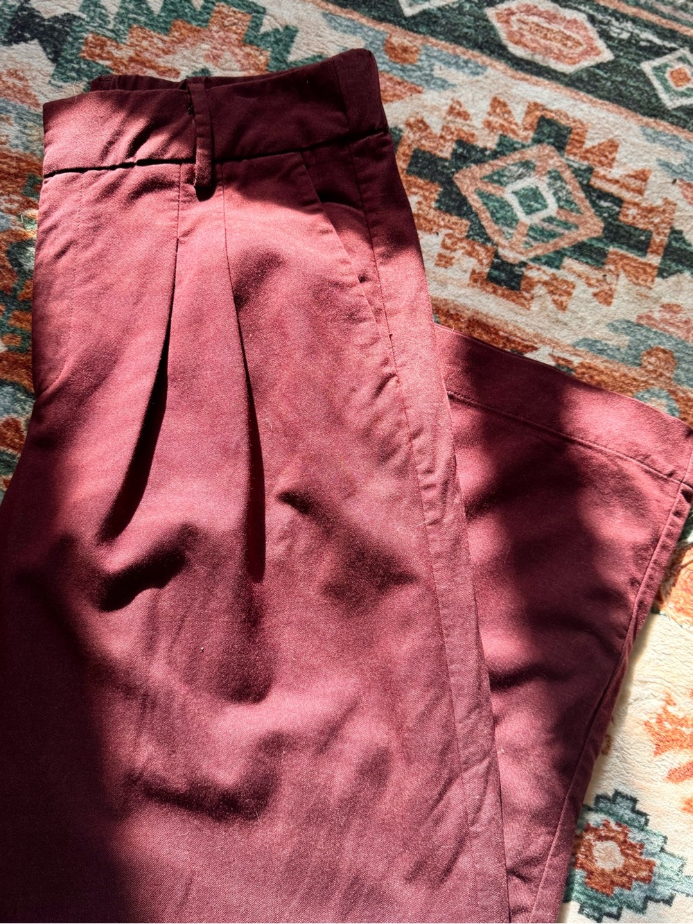 a new day Women’s Pleated Wide-Leg Trousers in Deep Burgundy